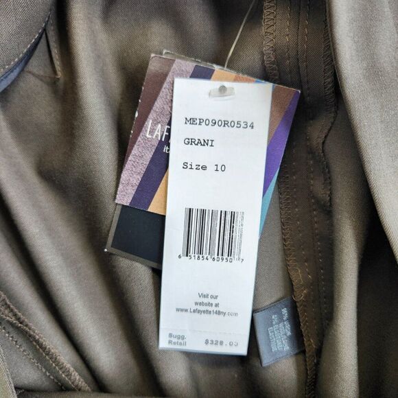 Lafayette 148 Pants Womens 10 Brown Menswear Fit Virgin Italian Stretch Wool - Picture 12 of 16